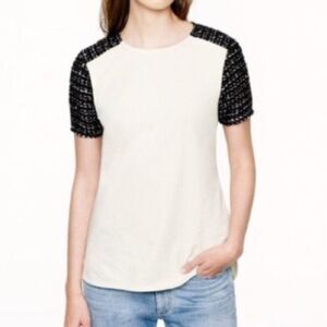 J. Crew Tweed Sleeve Blouse Cream XS